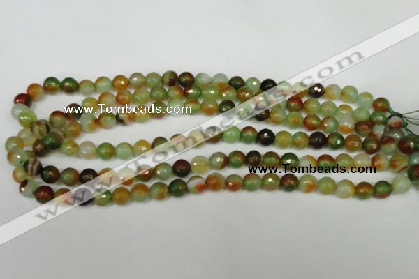 CAG1513 15.5 inches 8mm faceted round fire crackle agate beads