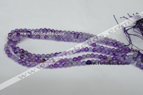 CAG1514 15.5 inches 8mm faceted round fire crackle agate beads