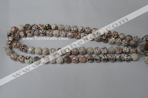 CAG1520 15.5 inches 10mm faceted round fire crackle agate beads