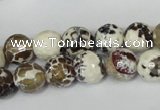 CAG1522 15.5 inches 10mm faceted round fire crackle agate beads