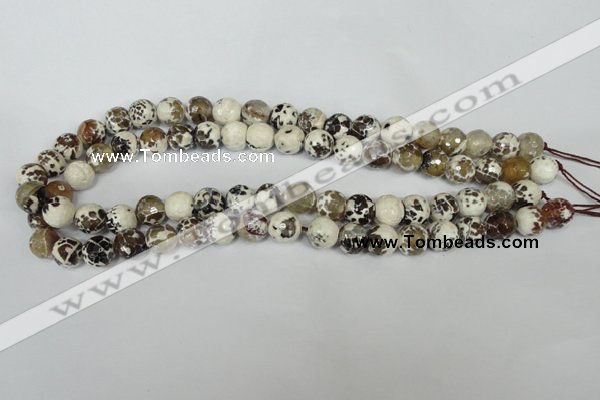 CAG1522 15.5 inches 10mm faceted round fire crackle agate beads