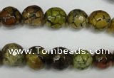 CAG1523 15.5 inches 10mm faceted round fire crackle agate beads