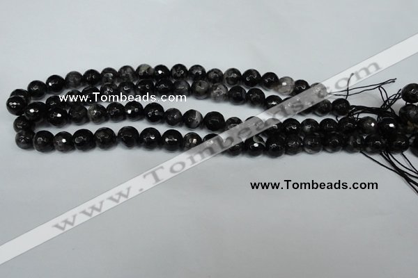 CAG1524 15.5 inches 10mm faceted round fire crackle agate beads