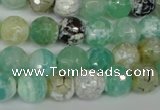 CAG1528 15.5 inches 10mm faceted round fire crackle agate beads