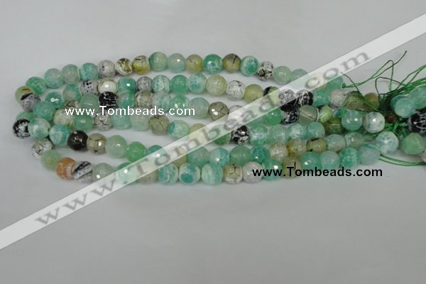 CAG1528 15.5 inches 10mm faceted round fire crackle agate beads