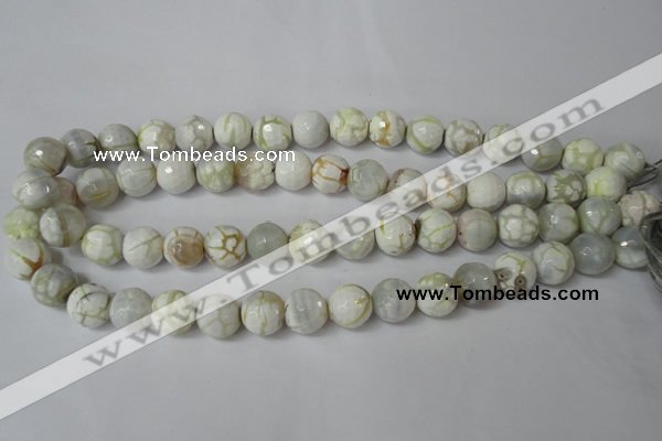 CAG1534 15.5 inches 12mm faceted round fire crackle agate beads