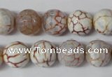 CAG1535 15.5 inches 12mm faceted round fire crackle agate beads