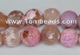 CAG1536 15.5 inches 12mm faceted round fire crackle agate beads