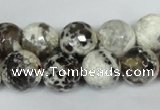 CAG1538 15.5 inches 12mm faceted round fire crackle agate beads