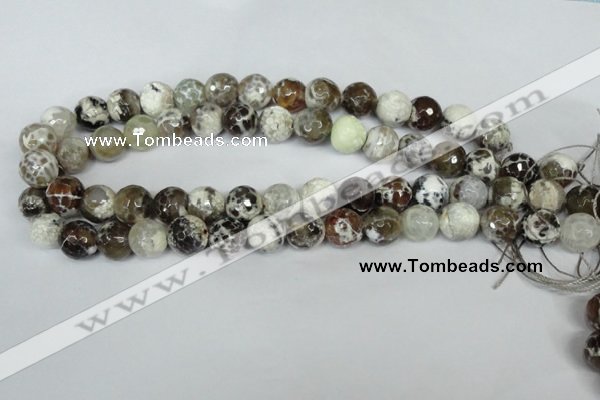 CAG1538 15.5 inches 12mm faceted round fire crackle agate beads