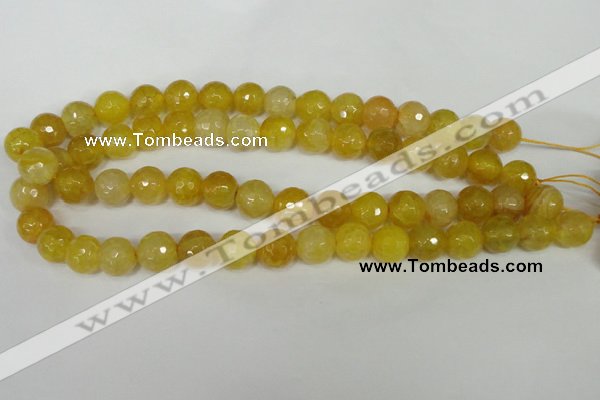 CAG1539 15.5 inches 12mm faceted round fire crackle agate beads