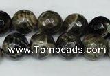 CAG1540 15.5 inches 12mm faceted round fire crackle agate beads