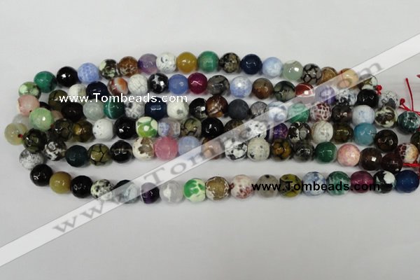 CAG1541 15.5 inches 12mm faceted round fire crackle agate beads