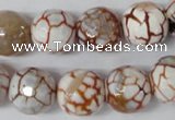 CAG1545 15.5 inches 14mm faceted round fire crackle agate beads