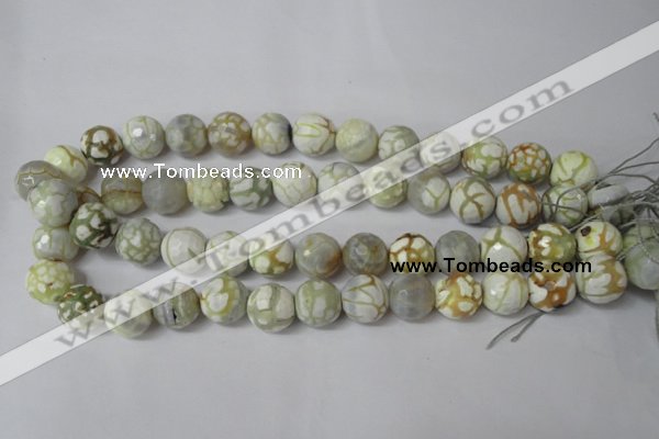 CAG1546 15.5 inches 14mm faceted round fire crackle agate beads