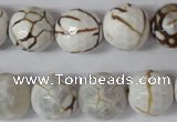 CAG1547 15.5 inches 14mm faceted round fire crackle agate beads