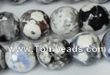 CAG1549 15.5 inches 14mm faceted round fire crackle agate beads