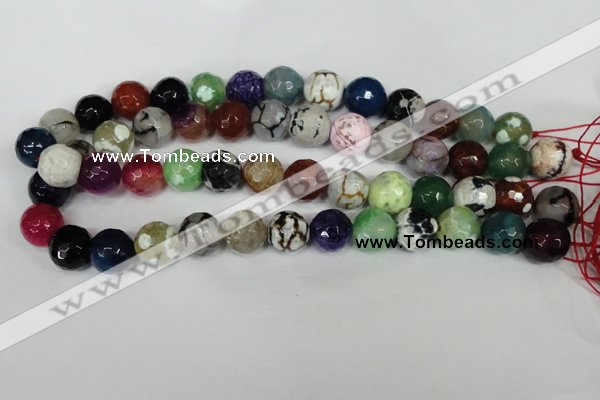 CAG1550 15.5 inches 14mm faceted round fire crackle agate beads