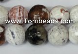 CAG1551 15.5 inches 14mm faceted round fire crackle agate beads