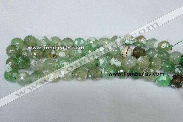 CAG1552 15.5 inches 14mm faceted round fire crackle agate beads