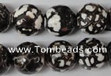 CAG1556 15.5 inches 16mm faceted round fire crackle agate beads