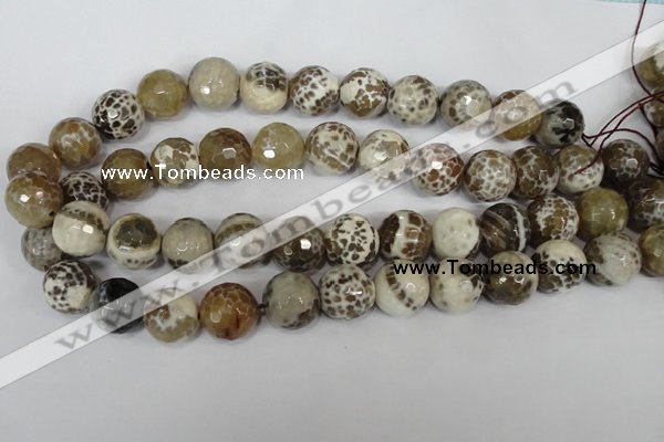 CAG1558 15.5 inches 16mm faceted round fire crackle agate beads