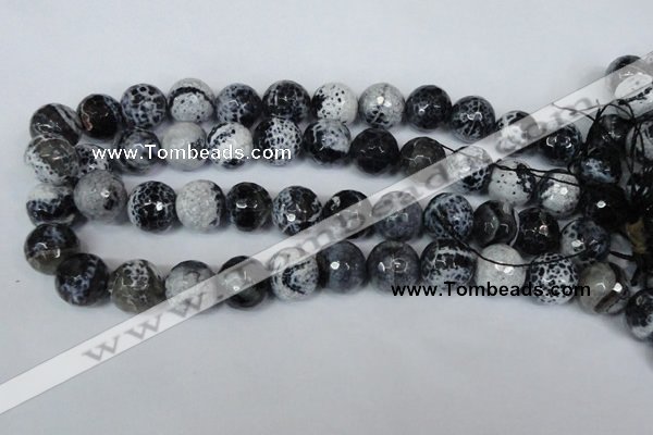 CAG1559 15.5 inches 16mm faceted round fire crackle agate beads