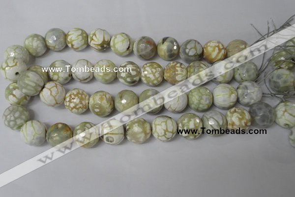 CAG1565 15.5 inches 18mm faceted round fire crackle agate beads