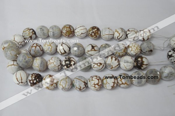 CAG1567 15.5 inches 18mm faceted round fire crackle agate beads