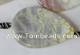 CAG1572 15.5 inches 30*45mm flat teardrop fire crackle agate beads