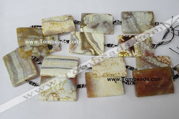 CAG1573 15.5 inches 30*40mm rectangle fire crackle agate beads