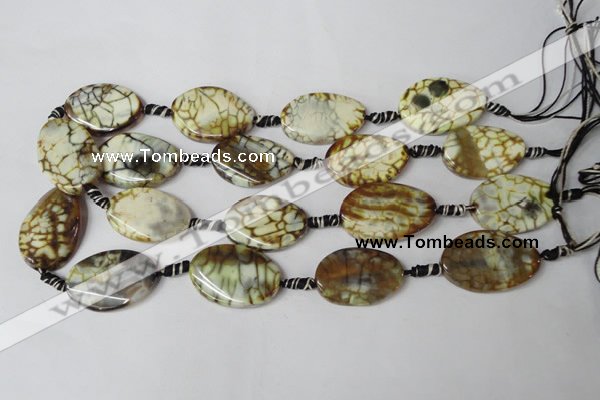 CAG1577 15.5 inches 20*30mm twisted oval fire crackle agate beads