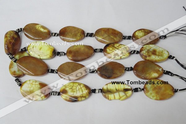 CAG1578 15.5 inches 20*30mm twisted oval fire crackle agate beads