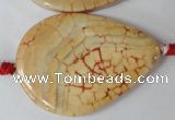 CAG1585 15.5 inches 30*45mm flat teardrop fire crackle agate beads