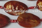 CAG1589 15.5 inches 20*30mm twisted oval fire crackle agate beads