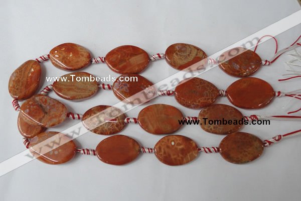 CAG1590 15.5 inches 20*30mm twisted oval fire crackle agate beads