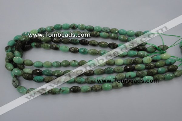 CAG1606 15.5 inches 8*10mm faceted rice green grass agate beads