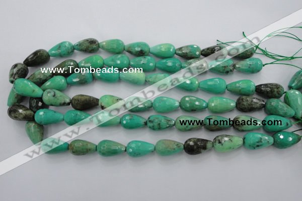 CAG1610 15.5 inches 12*20mm faceted teardrop green grass agate beads