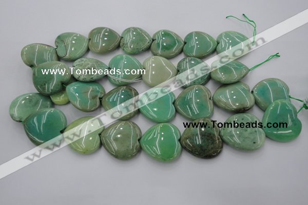 CAG1612 15.5 inches 30*30mm heart green grass agate beads