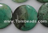 CAG1616 15.5 inches 30mm faceted coin green grass agate beads