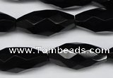 CAG1630 15.5 inches 13*30mm faceted rice black agate gemstone beads