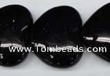 CAG1631 15.5 inches 32*32mm heart black agate gemstone beads