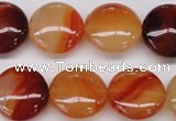 CAG1650 15.5 inches 20mm flat round red agate gemstone beads