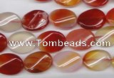 CAG1652 15.5 inches 10*14mm twisted oval red agate gemstone beads