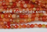 CAG1654 15.5 inches 4mm faceted round red agate gemstone beads