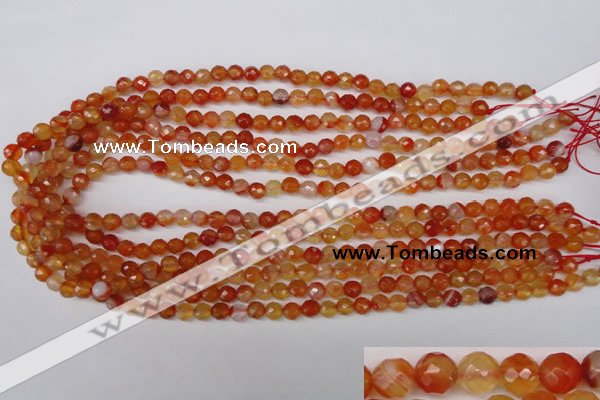 CAG1655 15.5 inches 6mm faceted round red agate gemstone beads