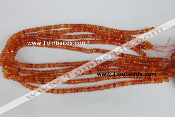 CAG1663 15.5 inches 3*6mm faceted rondelle red agate gemstone beads