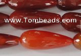 CAG1667 15.5 inches 10*30mm faceted teardrop red agate gemstone beads