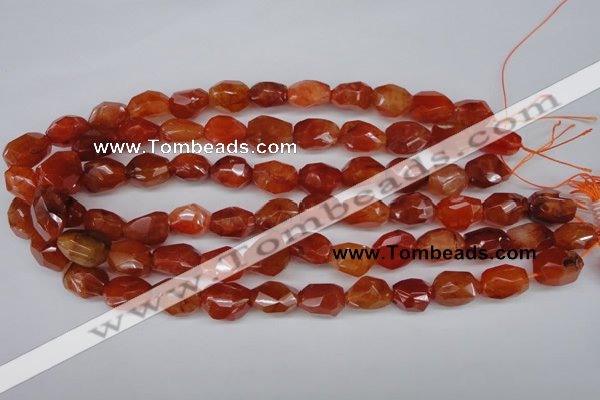 CAG1672 15.5 inches 12*17mm faceted nuggets red agate gemstone beads