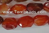 CAG1673 15.5 inches 14*18mm faceted nuggets red agate gemstone beads